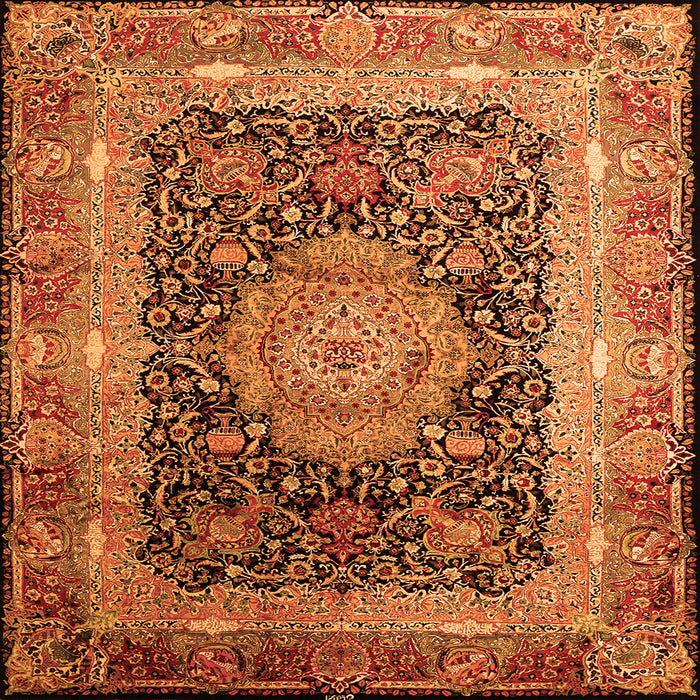 Round Machine Washable Persian Orange Traditional Area Rugs, wshtr213org