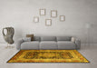 Machine Washable Persian Yellow Traditional Rug in a Living Room, wshtr213yw