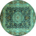 Round Persian Turquoise Traditional Rug, tr213turq