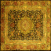 Square Machine Washable Persian Yellow Traditional Rug, wshtr213yw