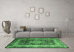 Machine Washable Persian Emerald Green Traditional Area Rugs in a Living Room,, wshtr213emgrn