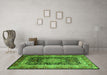 Machine Washable Persian Green Traditional Area Rugs in a Living Room,, wshtr213grn