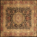 Square Persian Brown Traditional Rug, tr213brn