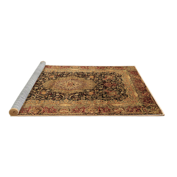 Sideview of Machine Washable Persian Brown Traditional Rug, wshtr213brn