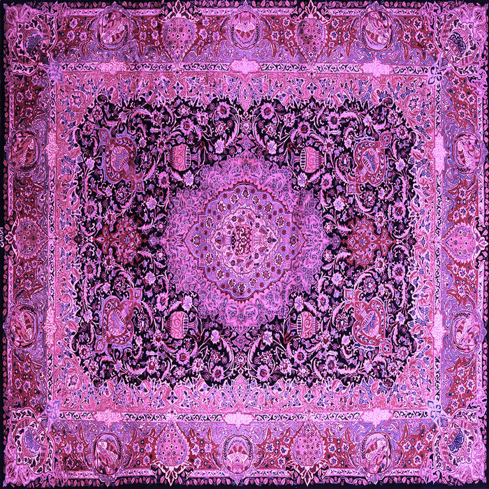 Square Machine Washable Persian Purple Traditional Area Rugs, wshtr213pur