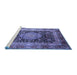 Sideview of Machine Washable Persian Blue Traditional Rug, wshtr213blu