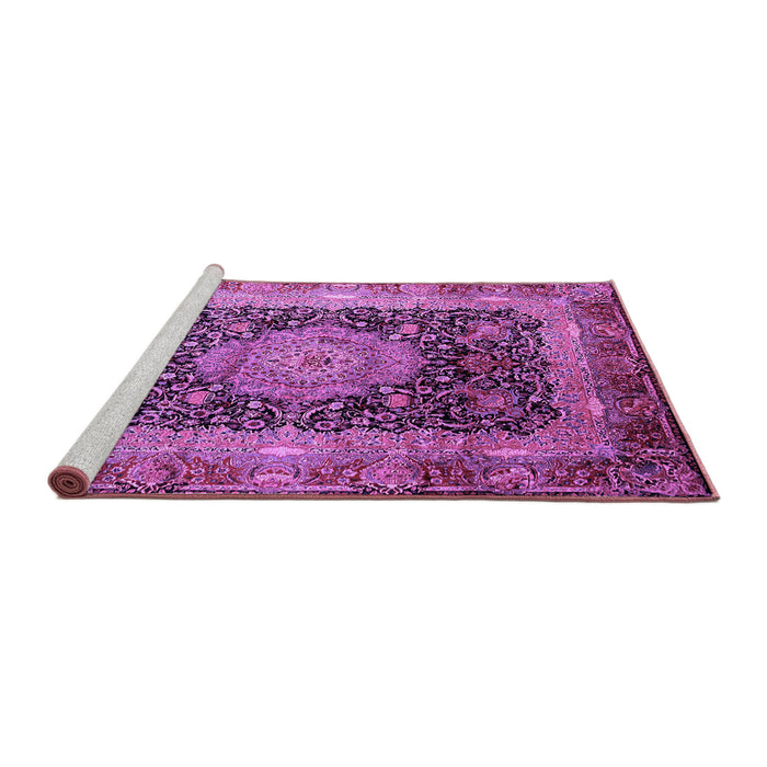 Sideview of Machine Washable Persian Purple Traditional Area Rugs, wshtr213pur