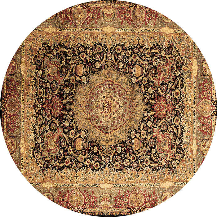 Round Machine Washable Persian Brown Traditional Rug, wshtr213brn