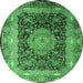 Round Persian Emerald Green Traditional Rug, tr213emgrn