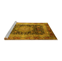 Sideview of Machine Washable Persian Yellow Traditional Rug, wshtr213yw