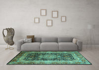 Machine Washable Persian Turquoise Traditional Rug, wshtr213turq