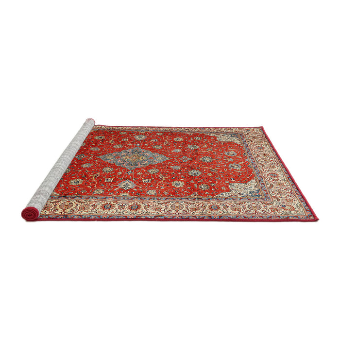 Sideview of Machine Washable Traditional Red Rug, wshtr214