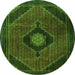 Square Medallion Green Traditional Rug, tr2140grn