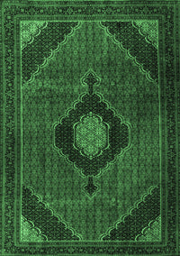 Medallion Emerald Green Traditional Rug, tr2140emgrn