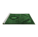 Sideview of Machine Washable Medallion Emerald Green Traditional Area Rugs, wshtr2140emgrn