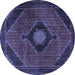 Round Medallion Blue Traditional Rug, tr2140blu