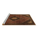 Sideview of Machine Washable Medallion Brown Traditional Rug, wshtr2140brn