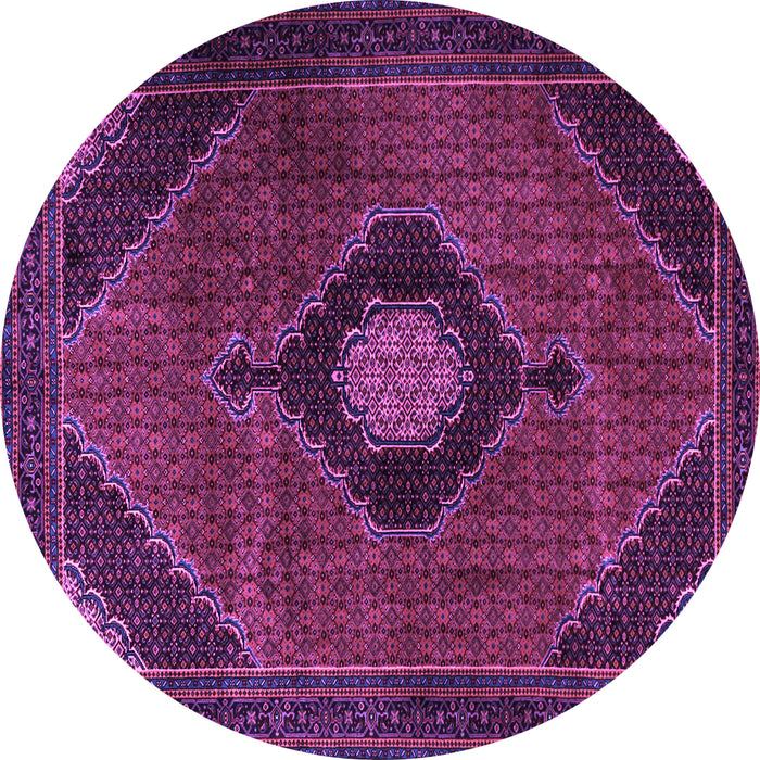 Round Medallion Purple Traditional Rug, tr2140pur