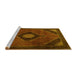 Sideview of Machine Washable Medallion Yellow Traditional Rug, wshtr2140yw