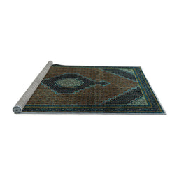 Sideview of Machine Washable Medallion Light Blue Traditional Rug, wshtr2140lblu