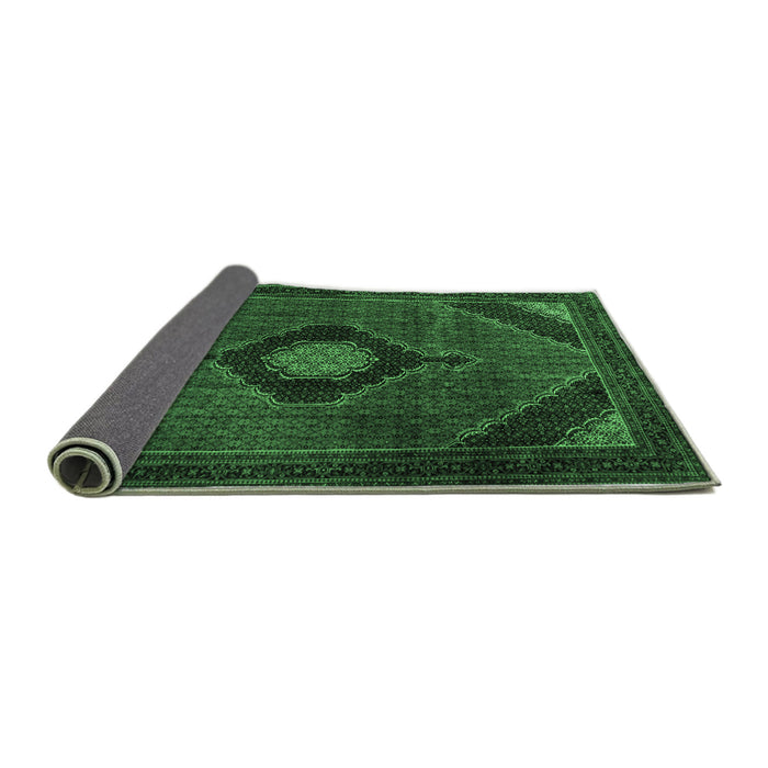 Sideview of Medallion Emerald Green Traditional Rug, tr2140emgrn