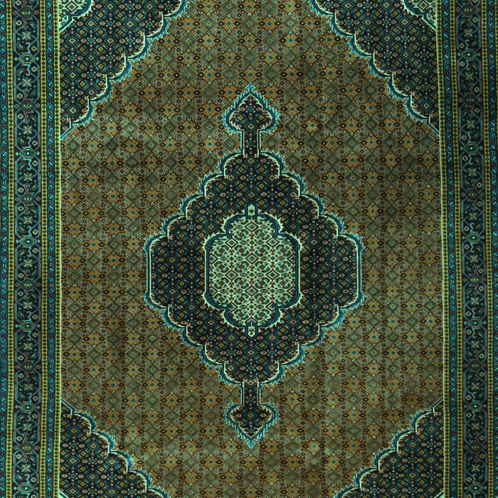 Machine Washable Medallion Turquoise Traditional Area Rugs, wshtr2140turq