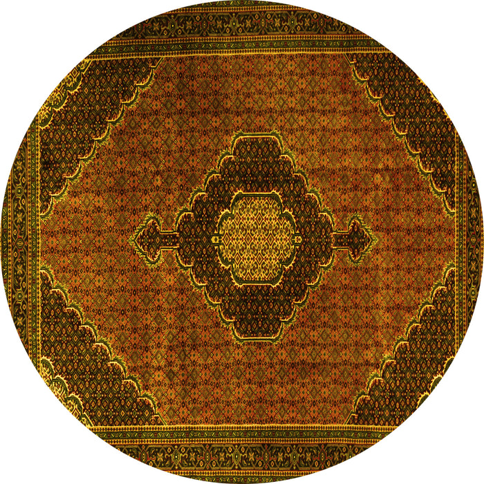 Round Medallion Yellow Traditional Rug, tr2140yw