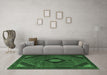 Machine Washable Medallion Emerald Green Traditional Area Rugs in a Living Room,, wshtr2140emgrn