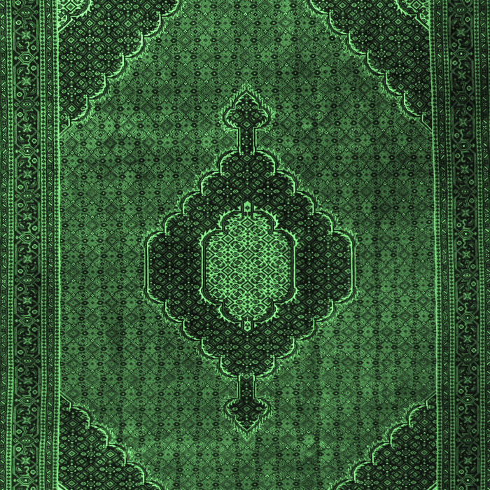 Machine Washable Medallion Emerald Green Traditional Area Rugs, wshtr2140emgrn