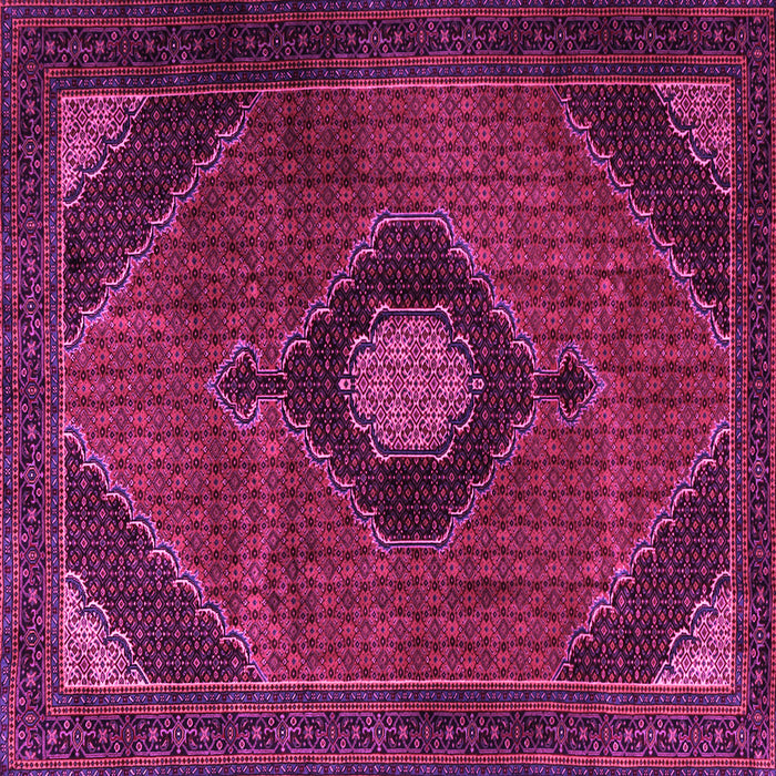 Square Machine Washable Medallion Pink Traditional Rug, wshtr2140pnk