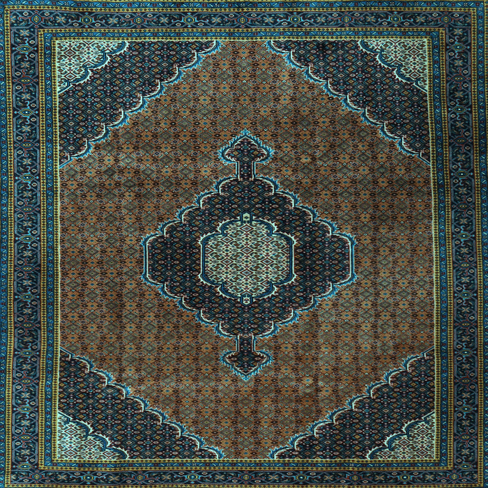 Square Medallion Light Blue Traditional Rug, tr2140lblu