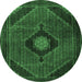 Round Medallion Emerald Green Traditional Rug, tr2140emgrn