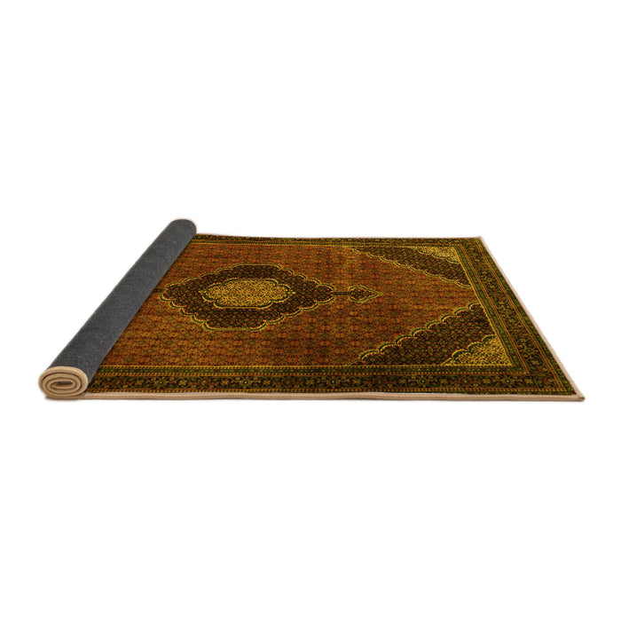 Sideview of Medallion Yellow Traditional Rug, tr2140yw