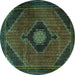 Round Medallion Turquoise Traditional Rug, tr2140turq