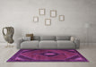 Machine Washable Medallion Purple Traditional Area Rugs in a Living Room, wshtr2140pur