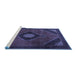 Sideview of Machine Washable Medallion Blue Traditional Rug, wshtr2140blu