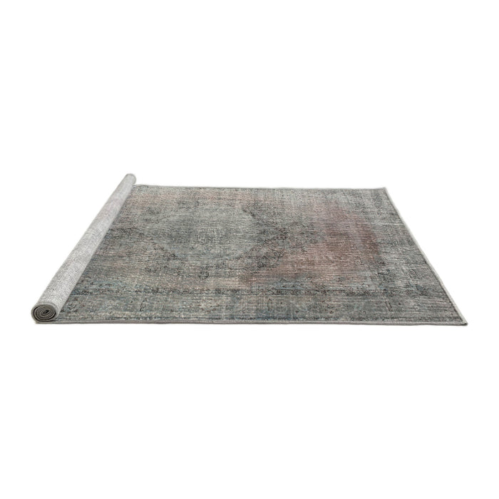 Sideview of Machine Washable Traditional Pale Silver Gray Rug, wshtr2141