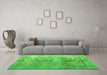 Machine Washable Persian Green Traditional Area Rugs in a Living Room,, wshtr2141grn