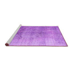 Sideview of Machine Washable Persian Purple Traditional Area Rugs, wshtr2141pur