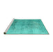 Sideview of Machine Washable Persian Turquoise Traditional Area Rugs, wshtr2141turq