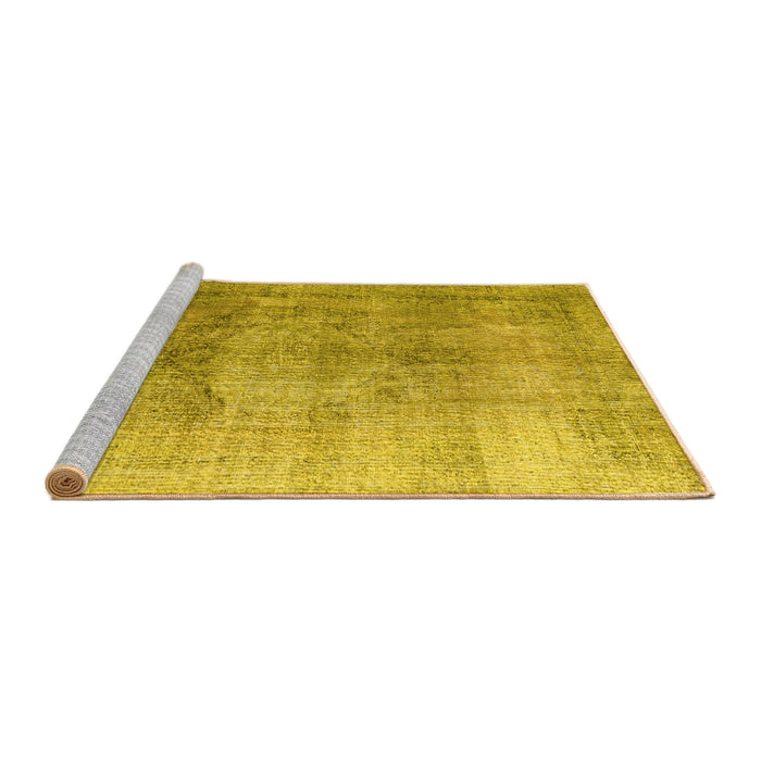 Sideview of Machine Washable Persian Yellow Traditional Rug, wshtr2141yw