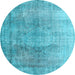 Round Persian Light Blue Traditional Rug, tr2141lblu