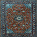 Square Medallion Light Blue Traditional Rug, tr2142lblu