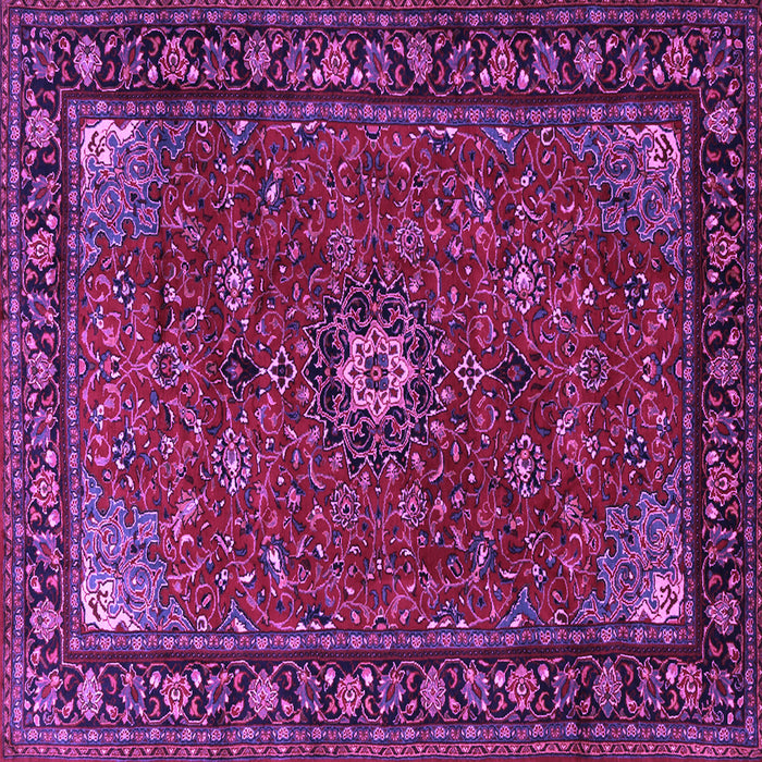 Square Machine Washable Medallion Purple Traditional Area Rugs, wshtr2142pur