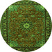 Square Medallion Green Traditional Rug, tr2142grn