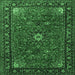 Square Medallion Emerald Green Traditional Rug, tr2142emgrn