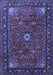 Machine Washable Medallion Blue Traditional Rug, wshtr2142blu