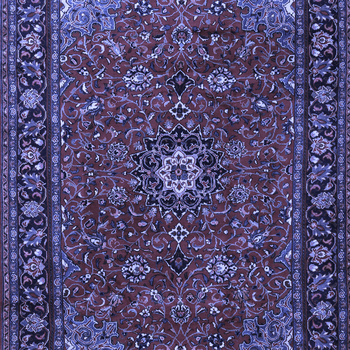 Machine Washable Medallion Blue Traditional Rug, wshtr2142blu