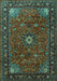 Medallion Turquoise Traditional Rug, tr2142turq