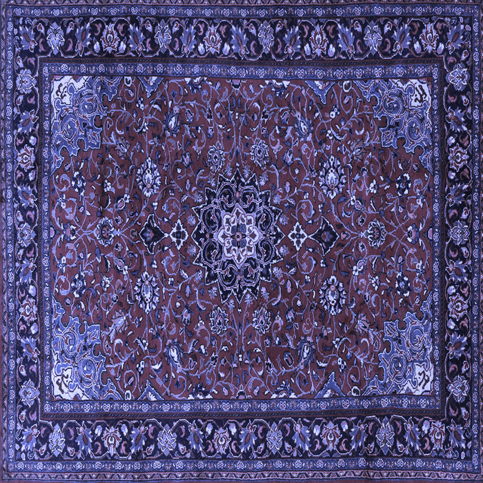 Square Machine Washable Medallion Blue Traditional Rug, wshtr2142blu